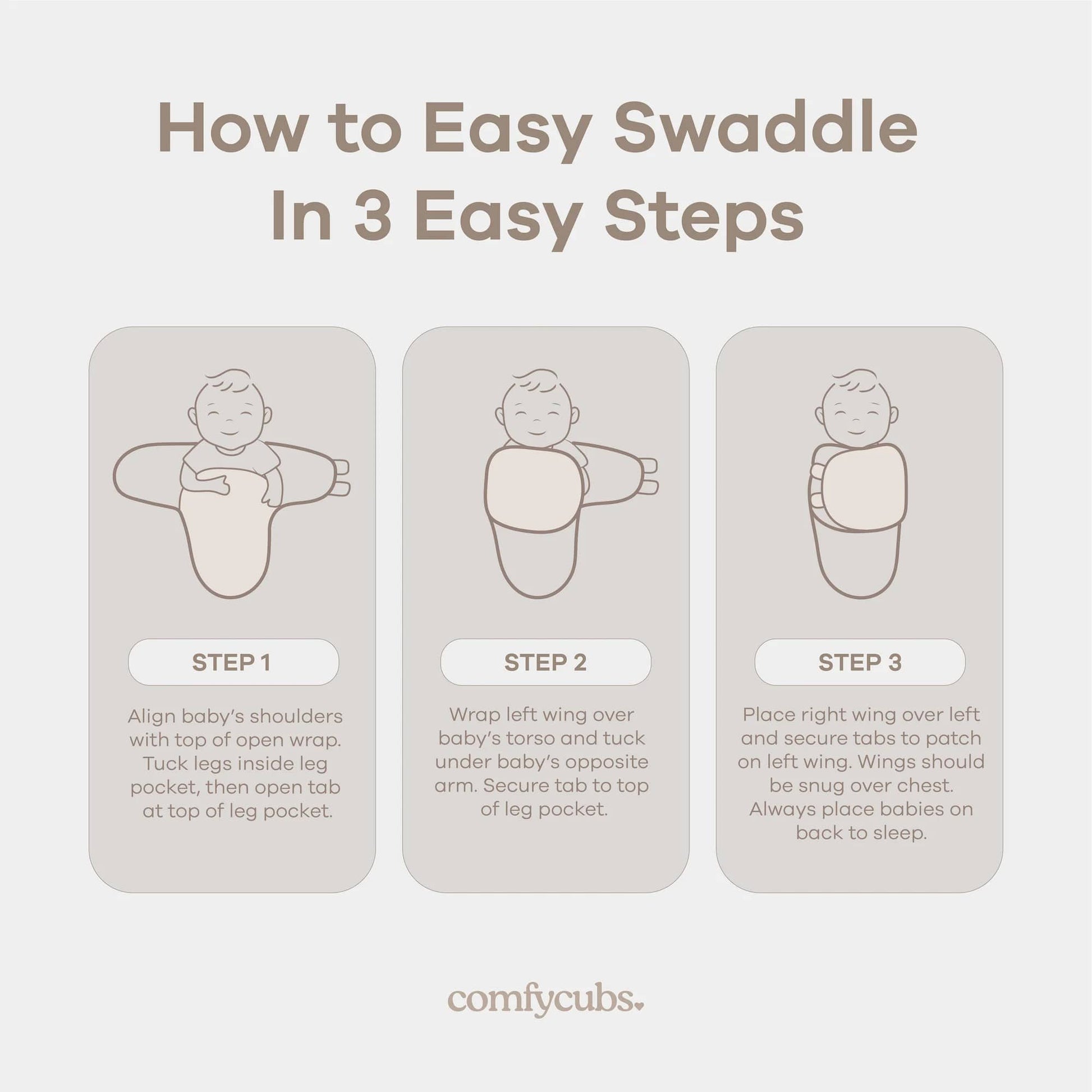 Comfy Cubs Easy Swaddle Blankets 3-Pack - Blush/Mauve/Mulberry