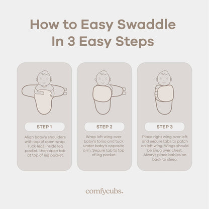 Comfy Cubs Easy Swaddle Blankets 3-Pack - Blush/Mauve/Mulberry