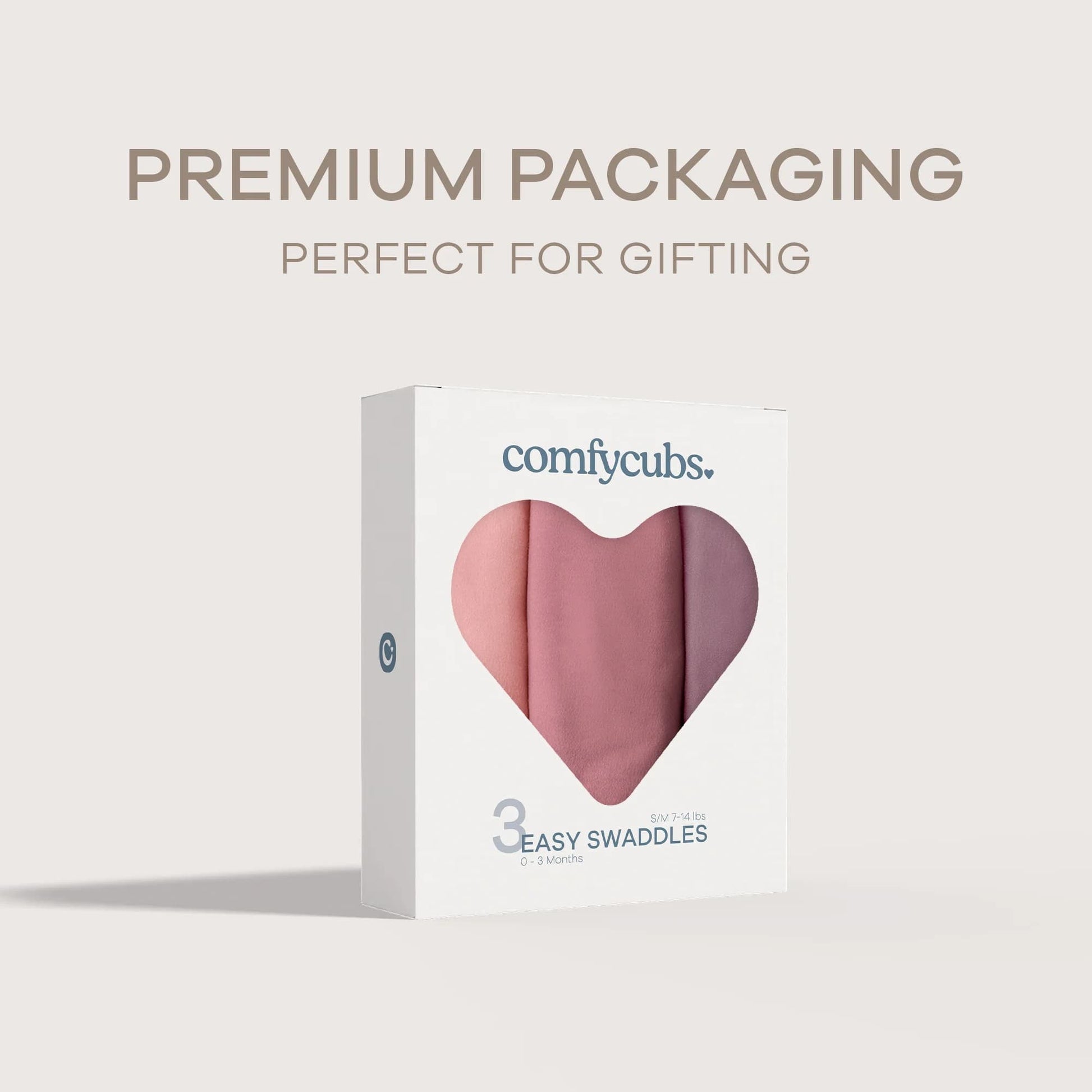 Comfy Cubs Easy Swaddle Blankets 3-Pack - Blush/Mauve/Mulberry