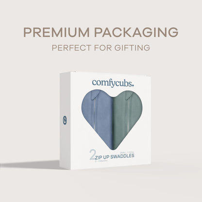 Comfy Cubs Easy Zipper Swaddle Blankets - Nomadic Blue/Azul