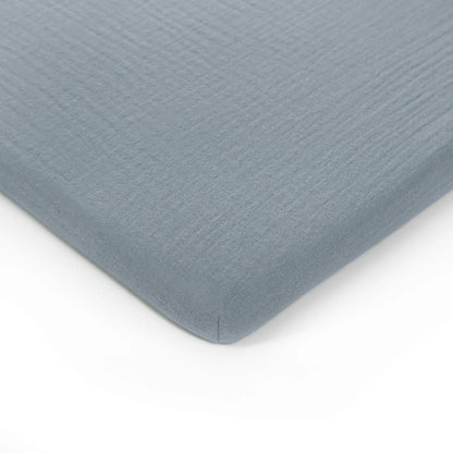Comfy Cubs Muslin Cotton Bassinet Sheet - Pacific Blue