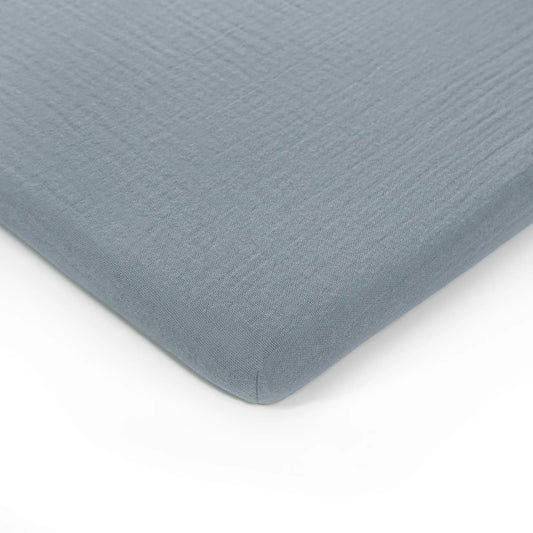 Comfy Cubs Muslin Cotton Bassinet Sheet - Pacific Blue