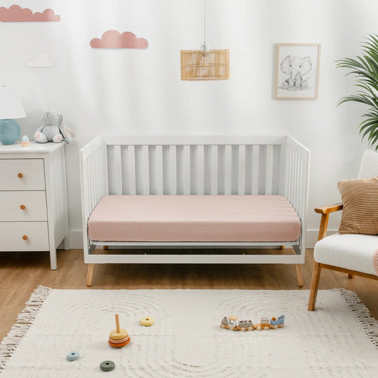 Comfy Cubs Muslin Fitted Crib Sheet - Blush