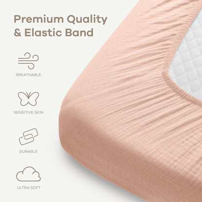 Comfy Cubs Muslin Fitted Crib Sheet - Blush