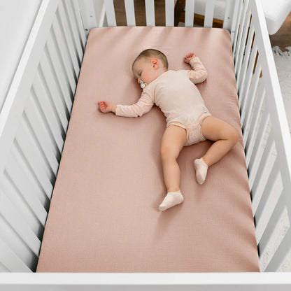 Comfy Cubs Muslin Fitted Crib Sheet - Blush