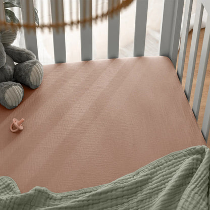 Comfy Cubs Muslin Fitted Crib Sheet - Blush