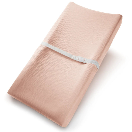 Comfy Cubs Muslin Fitted Changing Pad Cover - Blush