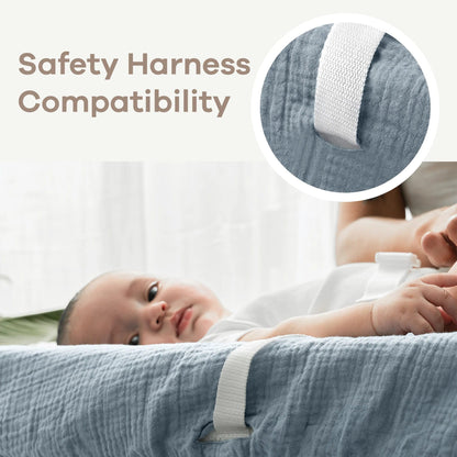 Comfy Cubs Muslin Fitted Changing Pad Cover - Pacific Blue