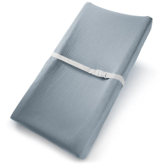 Comfy Cubs Muslin Fitted Changing Pad Cover - Pacific Blue