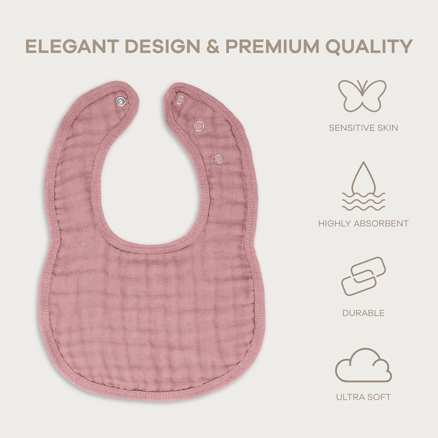 Comfy Cubs Muslin Bibs - Mauve