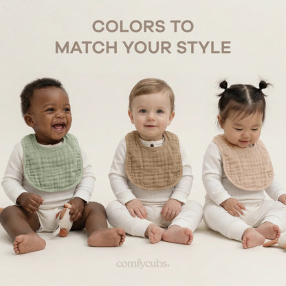 Comfy Cubs Muslin Bibs - Mauve