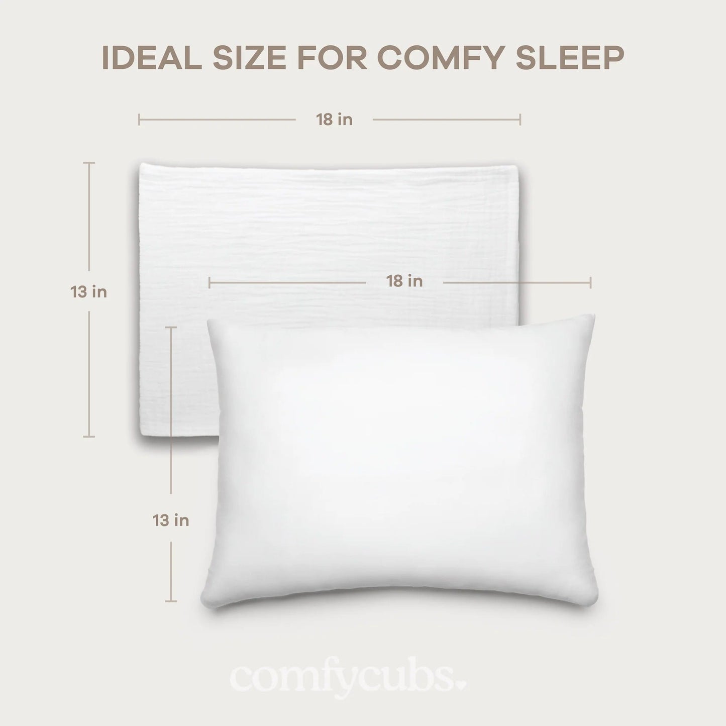 Comfy Cubs Toddler Pillow with Soft Muslin Pillow Case - White
