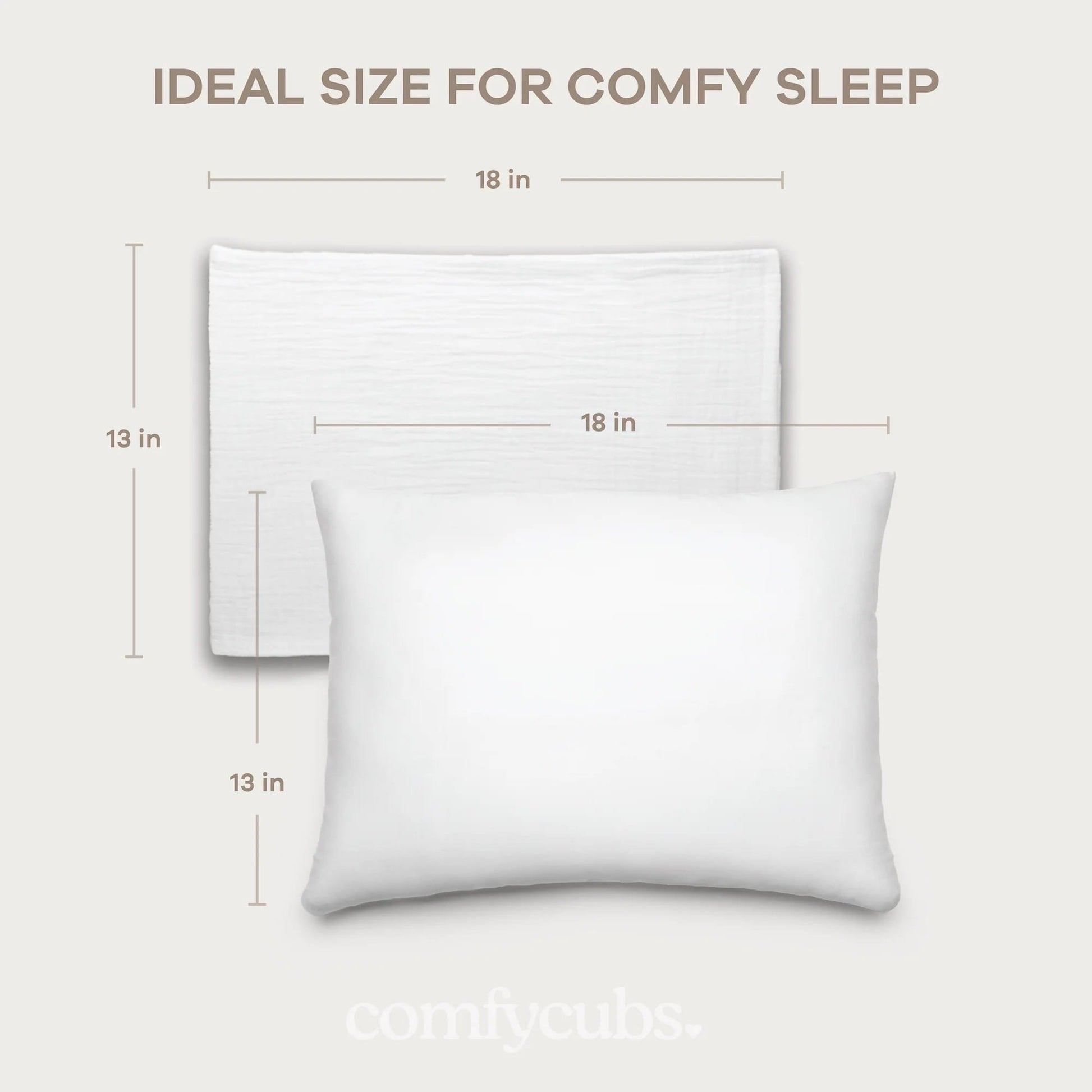 Comfy Cubs Toddler Pillow with Soft Muslin Pillow Case - White