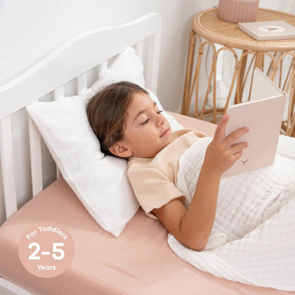 Comfy Cubs Toddler Pillow with Soft Muslin Pillow Case - White
