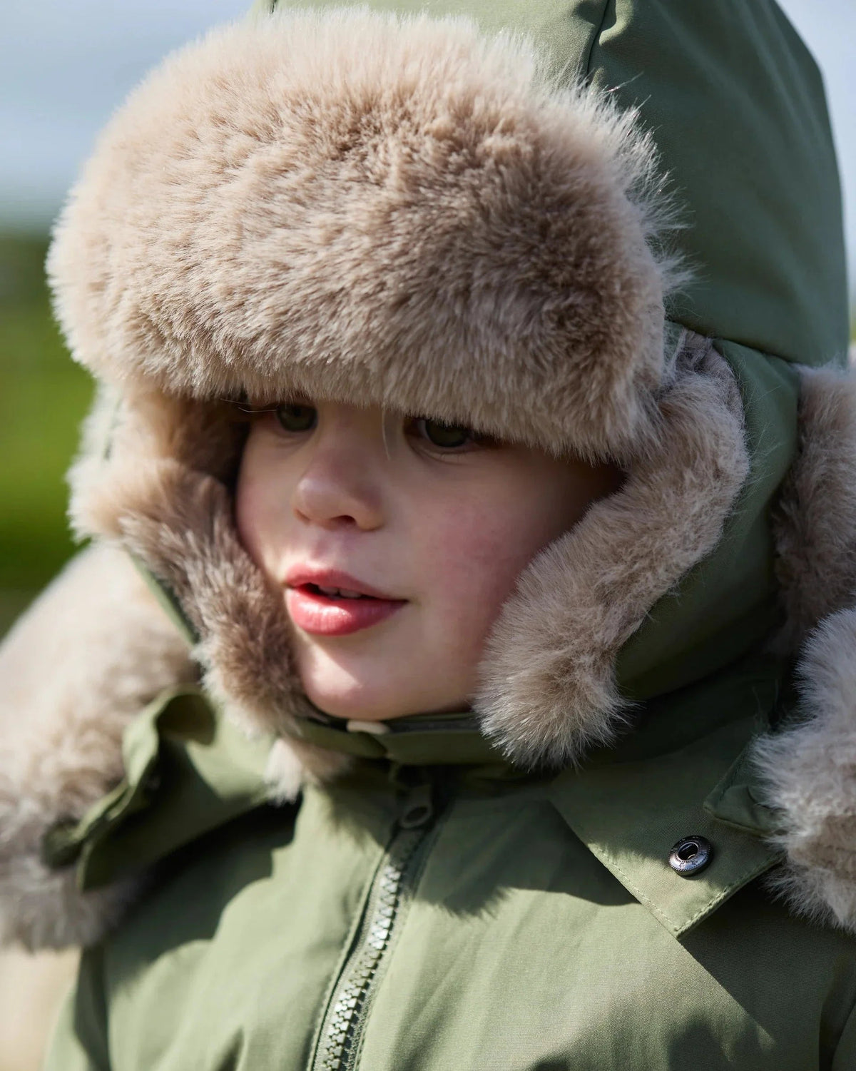 7AM Enfant The Cub Hat (No Ears) Benji - Woodland / Greige Faux Fur, 1-2T - Image 2