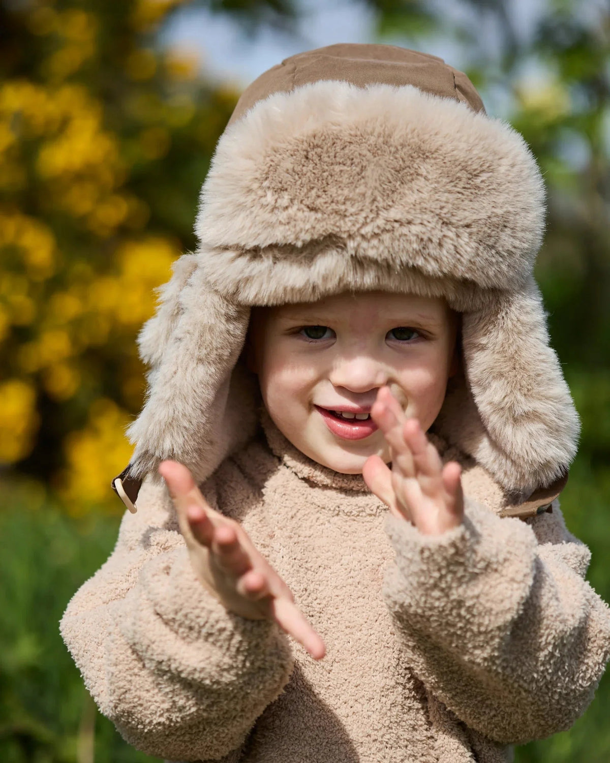 7AM Enfant The Cub Hat (No Ears) Benji - Moss Brown / Greige Faux Fur, 2-4T - Image 3