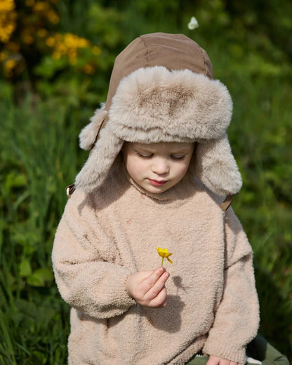 7AM Enfant The Cub Hat (No Ears) Benji - Moss Brown / Greige Faux Fur, 2-4T - Image 5