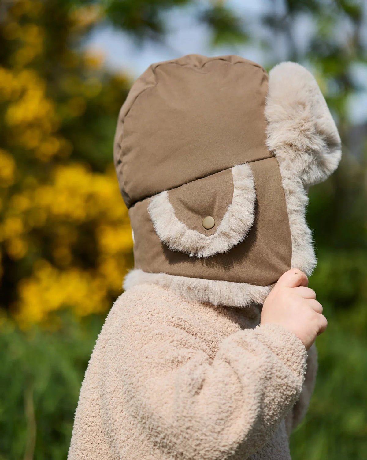 7AM Enfant The Cub Hat (No Ears) Benji - Moss Brown / Greige Faux Fur, 4-6Y - Image 4