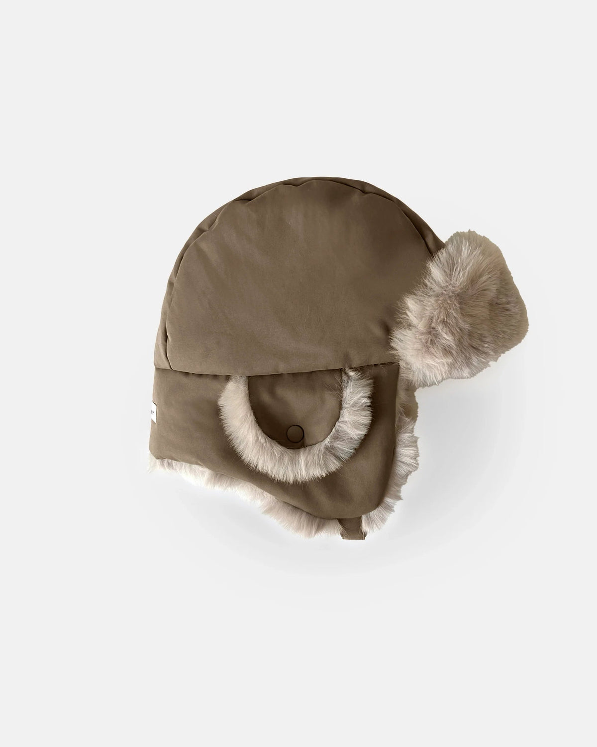 7AM Enfant The Cub Hat (No Ears) Benji - Moss Brown / Greige Faux Fur, 4-6Y