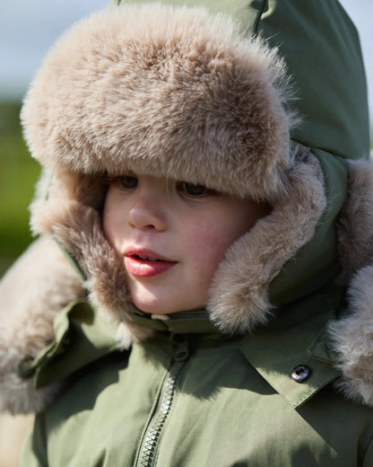 7AM Enfant The Cub Hat (No Ears) Benji - Woodland / Greige Faux Fur, 4-6Y - Image 2