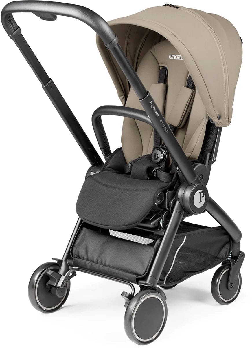 PEG City Loop Stroller + Pop Up Bassinet With Stand Bundle - Black / Metal / Metal - CLP-BAS-METAL