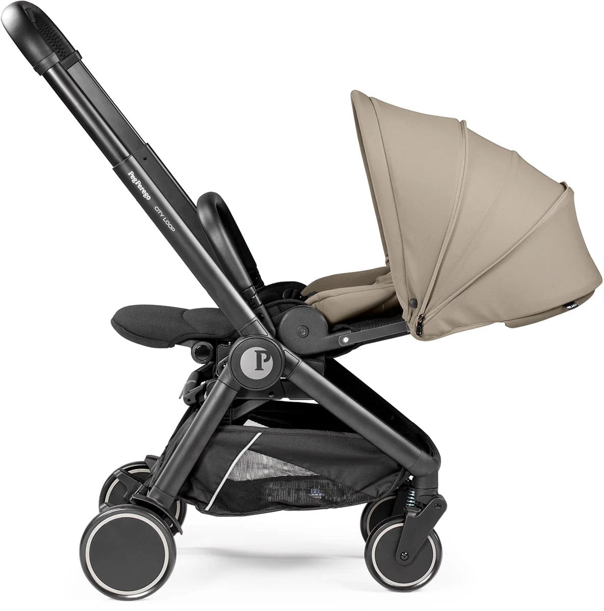 PEG City Loop Stroller + Pop Up Bassinet With Stand Bundle - Black / Metal / Metal - CLP-BAS-METAL