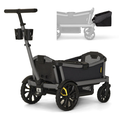Veer Cruiser City (2 Seater) Stroller Wagon + Basket Bundle - Grey