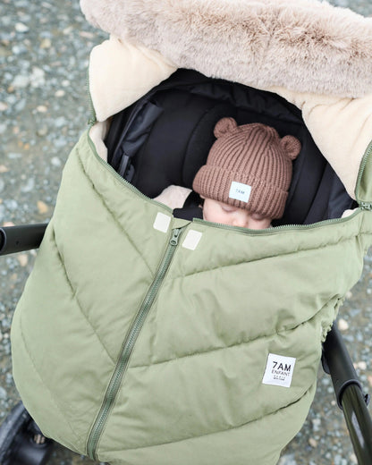 7AM Enfant Car Seat Cocoon - Woodland / Greige Faux Fur, 0-12M - Image 2