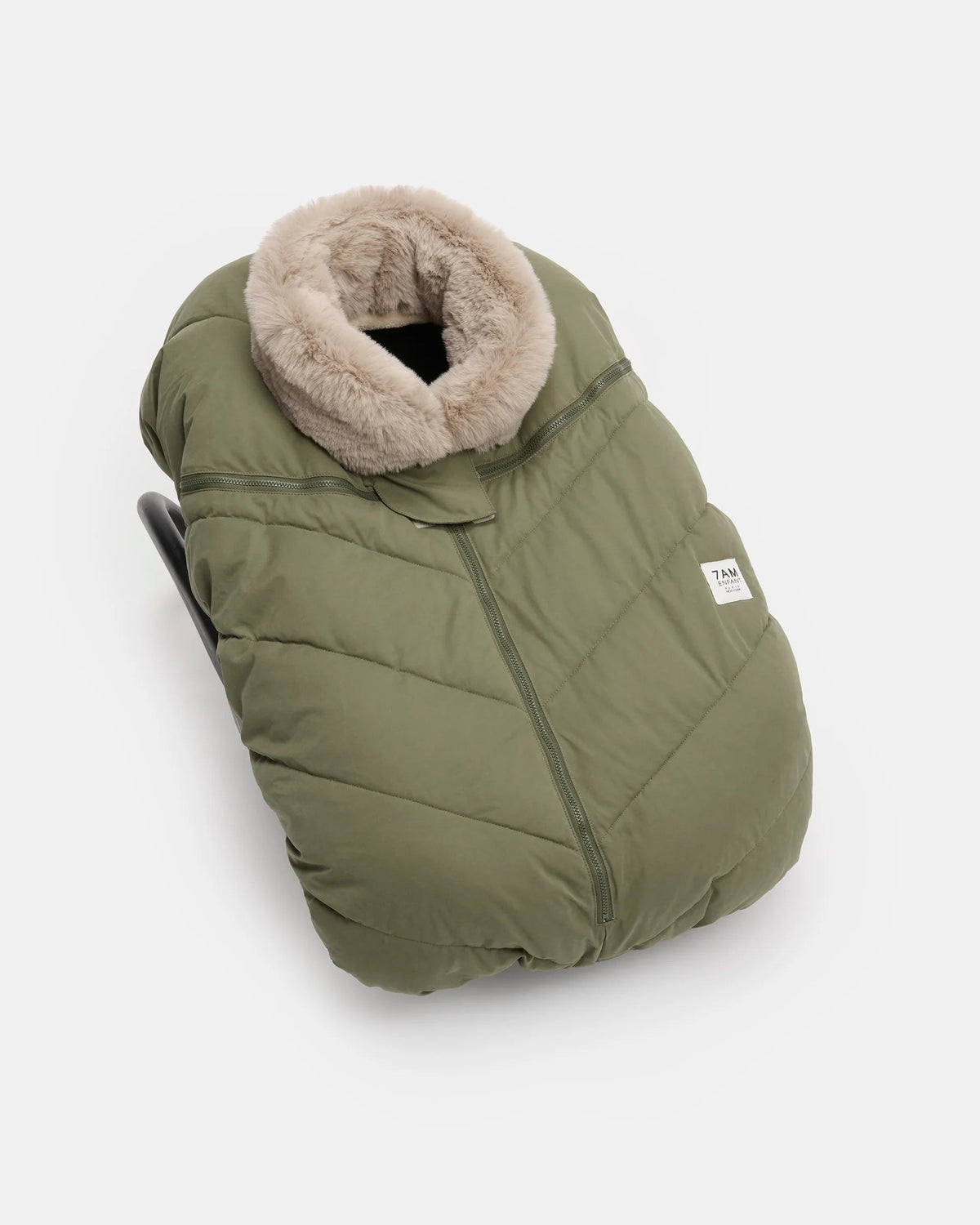 7AM Enfant Car Seat Cocoon - Woodland / Greige Faux Fur, 0-12M - Image 3