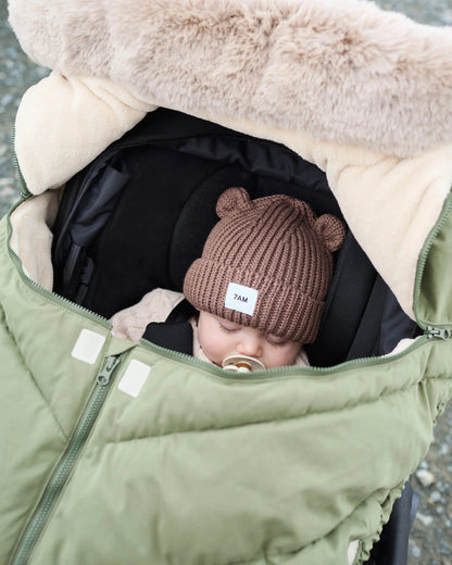 7AM Enfant Car Seat Cocoon - Woodland / Greige Faux Fur, 0-12M - Image 7