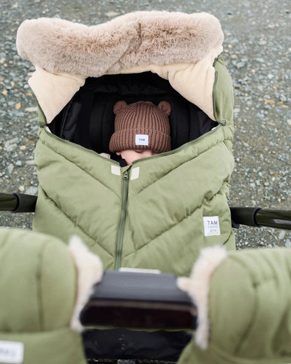 7AM Enfant Car Seat Cocoon - Woodland / Greige Faux Fur, 0-12M - Image 9