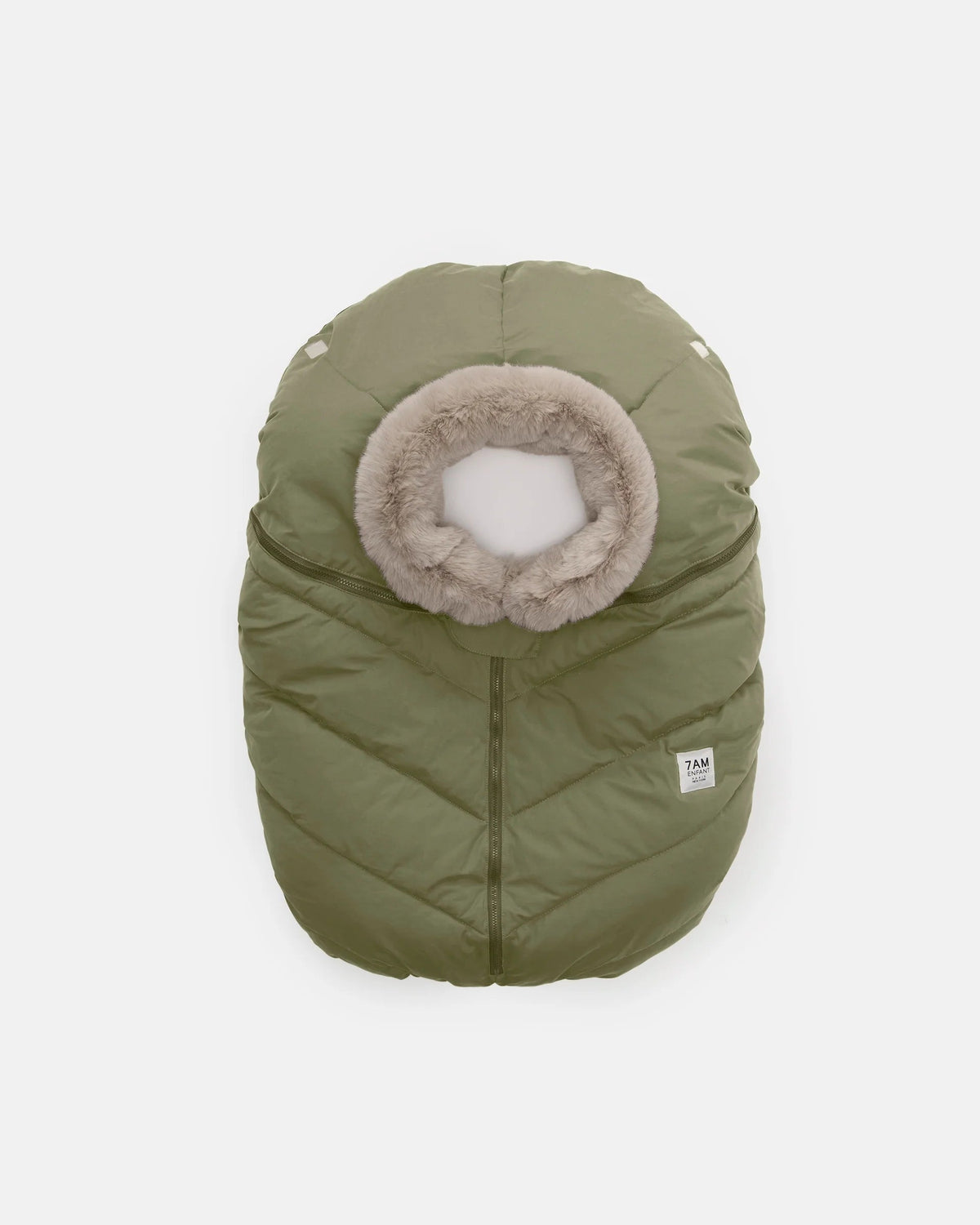 7AM Enfant Car Seat Cocoon - Woodland / Greige Faux Fur, 0-12M