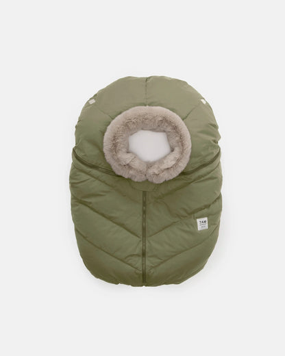 7AM Enfant Car Seat Cocoon - Woodland / Greige Faux Fur, 0-12M