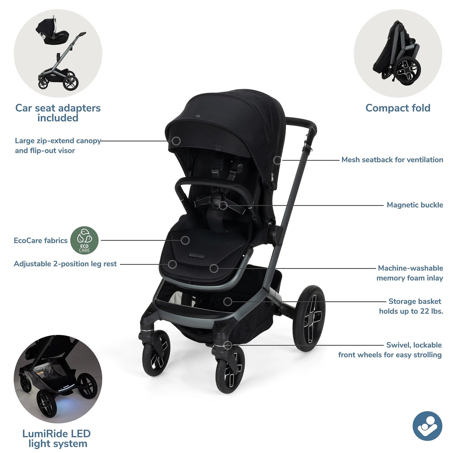 Maxi-Cosi Fame Stroller - Twillic Black