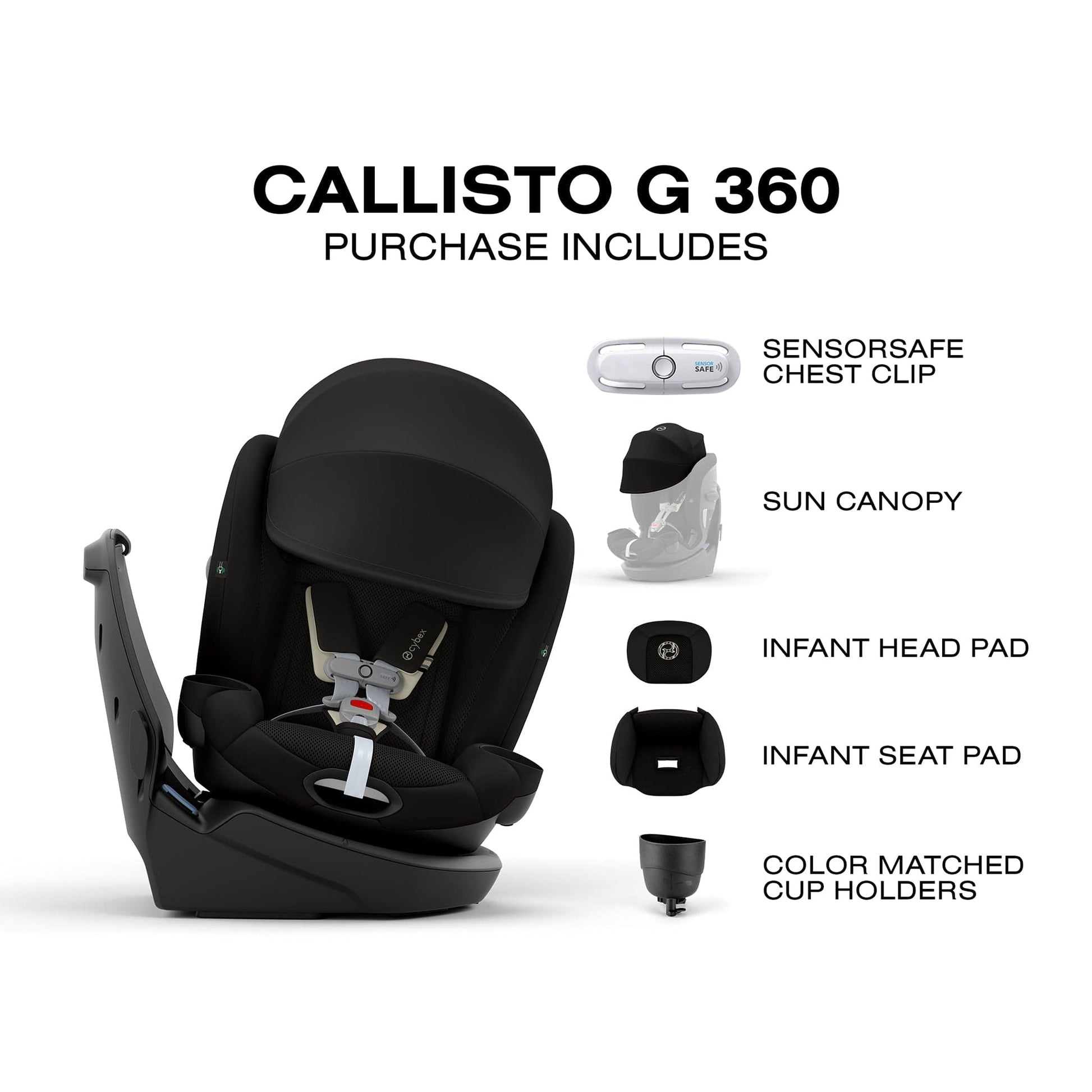 Cybex OPEN BOX Callisto G 360 Rotating All-in-One Convertible Car Seat - Moon Black - 524000595-ob
