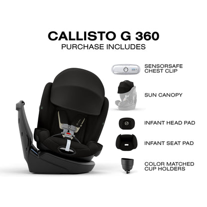 Cybex OPEN BOX Callisto G 360 Rotating All-in-One Convertible Car Seat - Moon Black - 524000595-ob