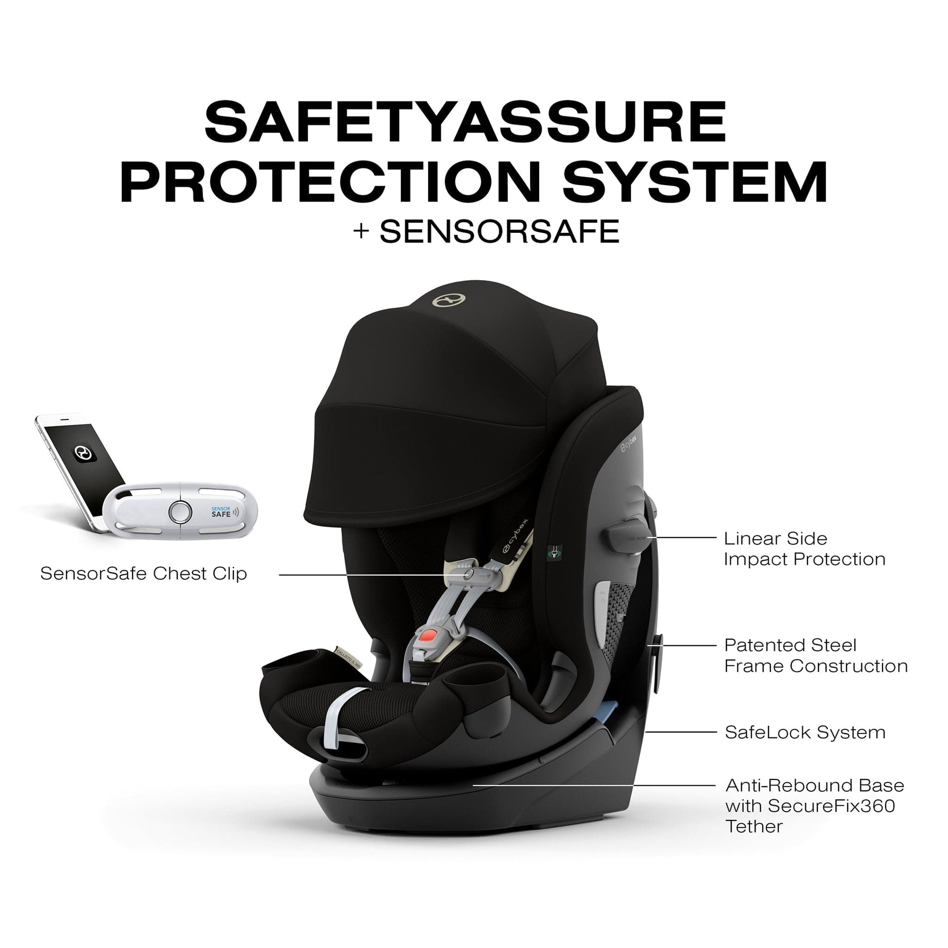 Cybex OPEN BOX Callisto G 360 Rotating All-in-One Convertible Car Seat - Moon Black - 524000595-ob