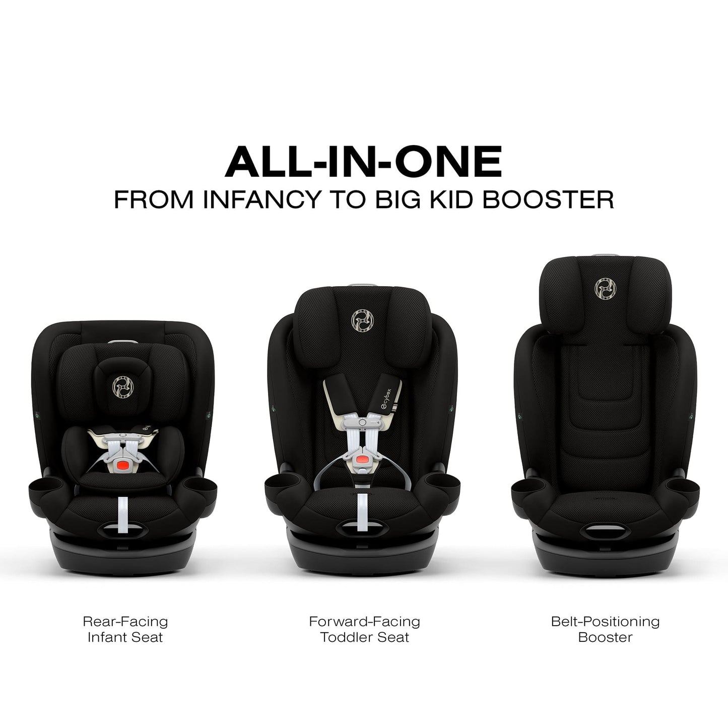 Cybex OPEN BOX Callisto G 360 Rotating All-in-One Convertible Car Seat - Moon Black - 524000595-ob