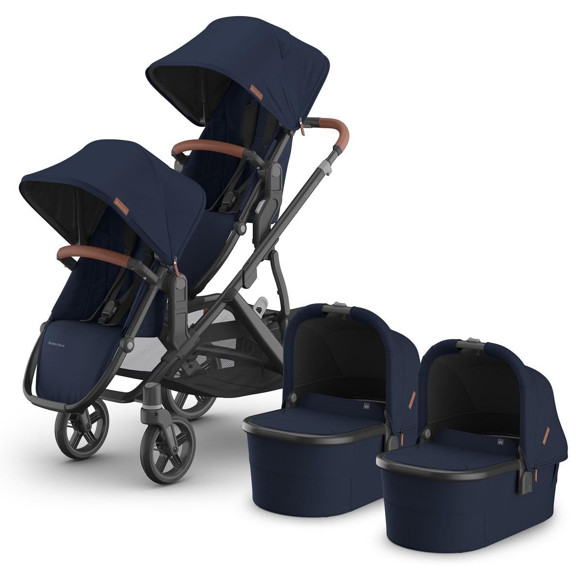 UPPAbaby Vista V3 Twin Stroller with RumbleSeat V3 + Bassinet Bundle - Noa - TWIN-V3-BAS-0303-VSO-NA-NOA