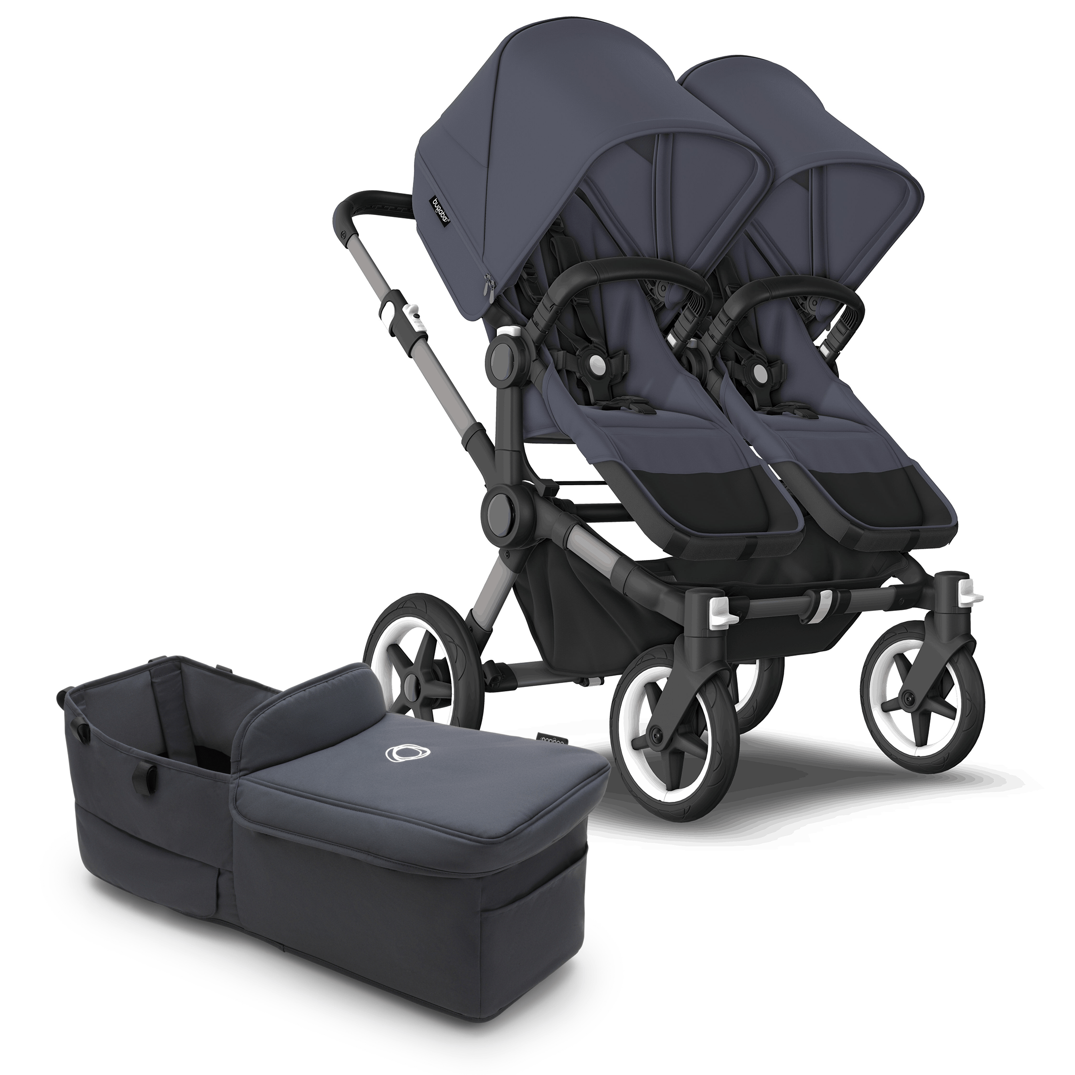 Bugaboo Donkey 5 Duo Complete Stroller Bundle - Graphite / Stormy Blue / Stormy Blue - D5-DUO-100000048