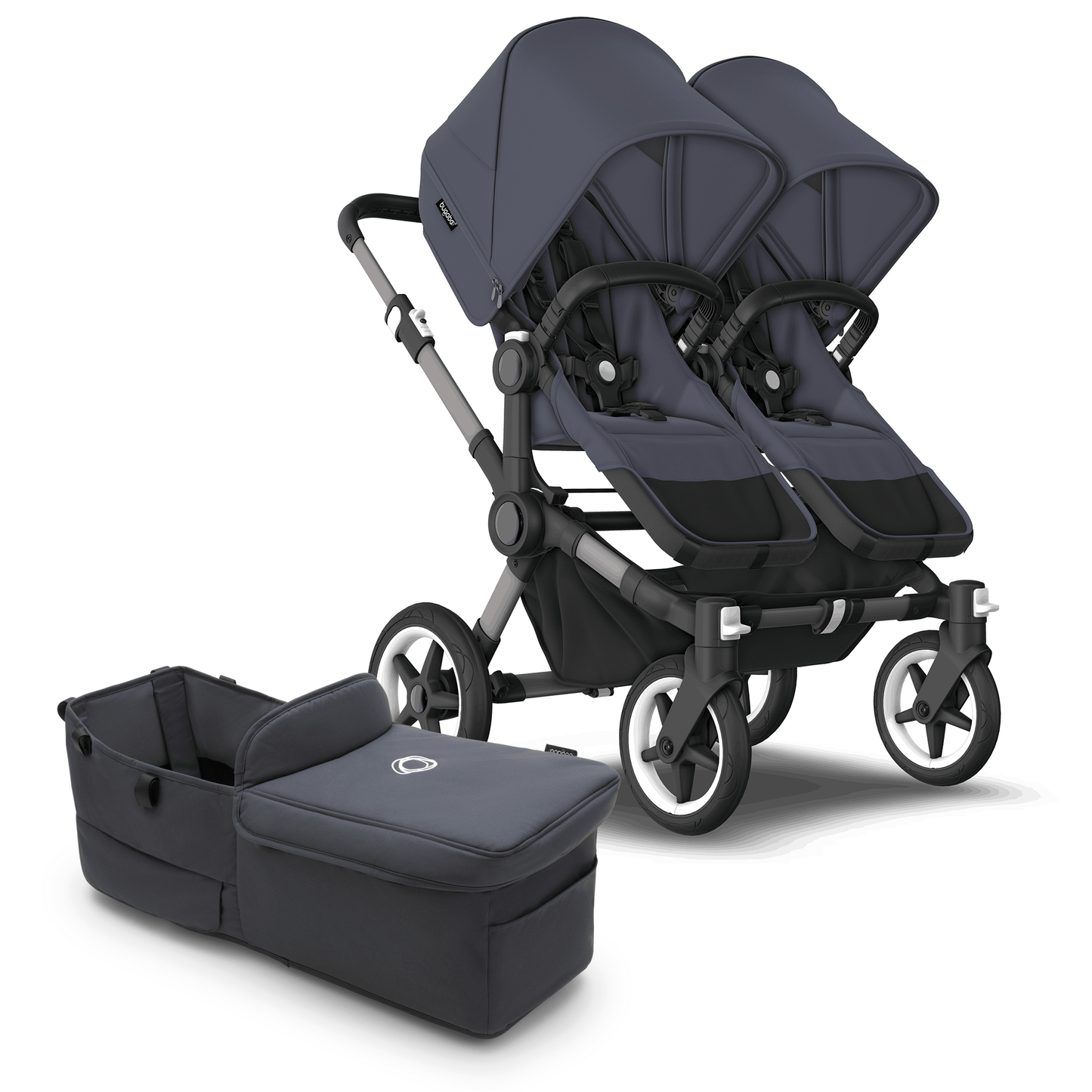 Bugaboo Donkey 5 Duo Complete Stroller Bundle - Graphite / Stormy Blue / Stormy Blue - D5-DUO-100000048