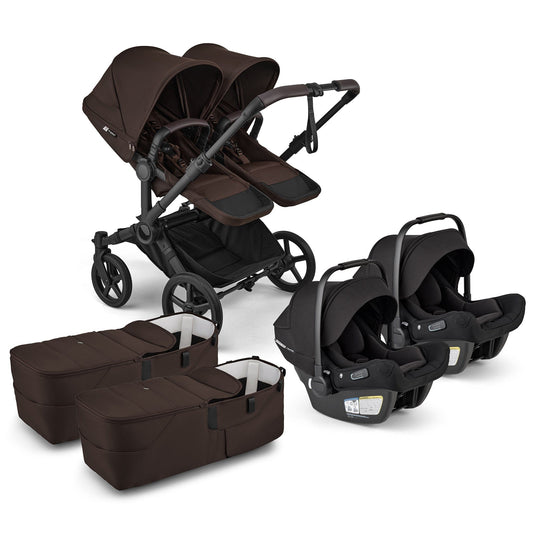 Bugaboo Donkey 6 + Turtle Air Shield Twin Travel System Bundle - Black / Cocoa Brown / Cocoa Brown - D6-TWIN-TRVL-100370034