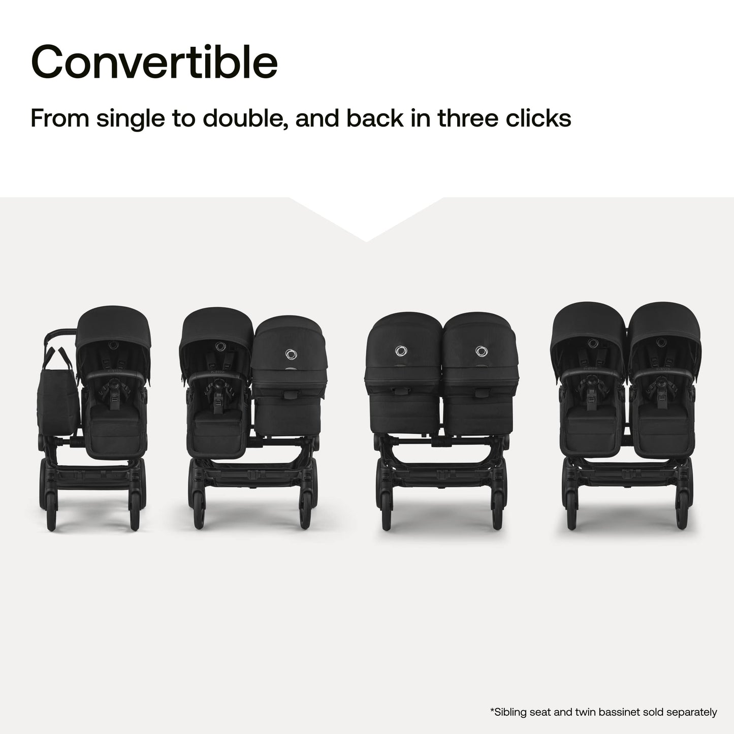 Bugaboo Donkey 6 Complete Single-to-Double Stroller - Black / Deep Indigo / Deep Indigo