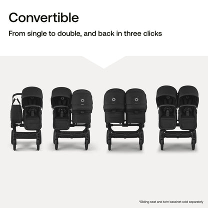 Bugaboo Donkey 6 Complete Single-to-Double Stroller - Black / Deep Indigo / Deep Indigo