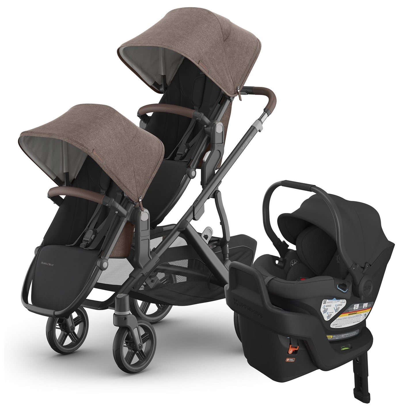 UPPAbaby Vista V3 Double Stroller with RumbleSeat V3 + Aria Travel System Bundle - Owen / Jake - DBL-V3-TRVL-ARIA-0303-VSO-NA-OWN