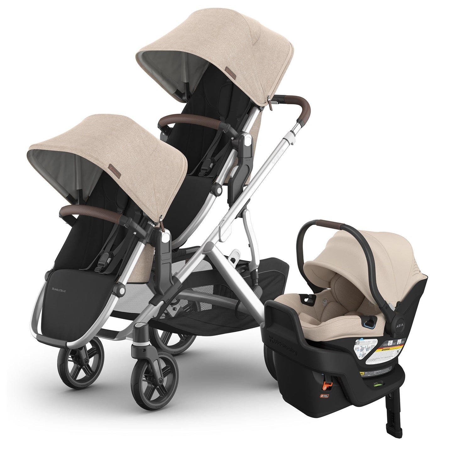 UPPAbaby Vista V3 Double Stroller with RumbleSeat V3 + Aria V2 Travel System Bundle - Declan / Declan - DBL-V3-TRVL-ARIA-V2-0303-VSO-NA-DCL