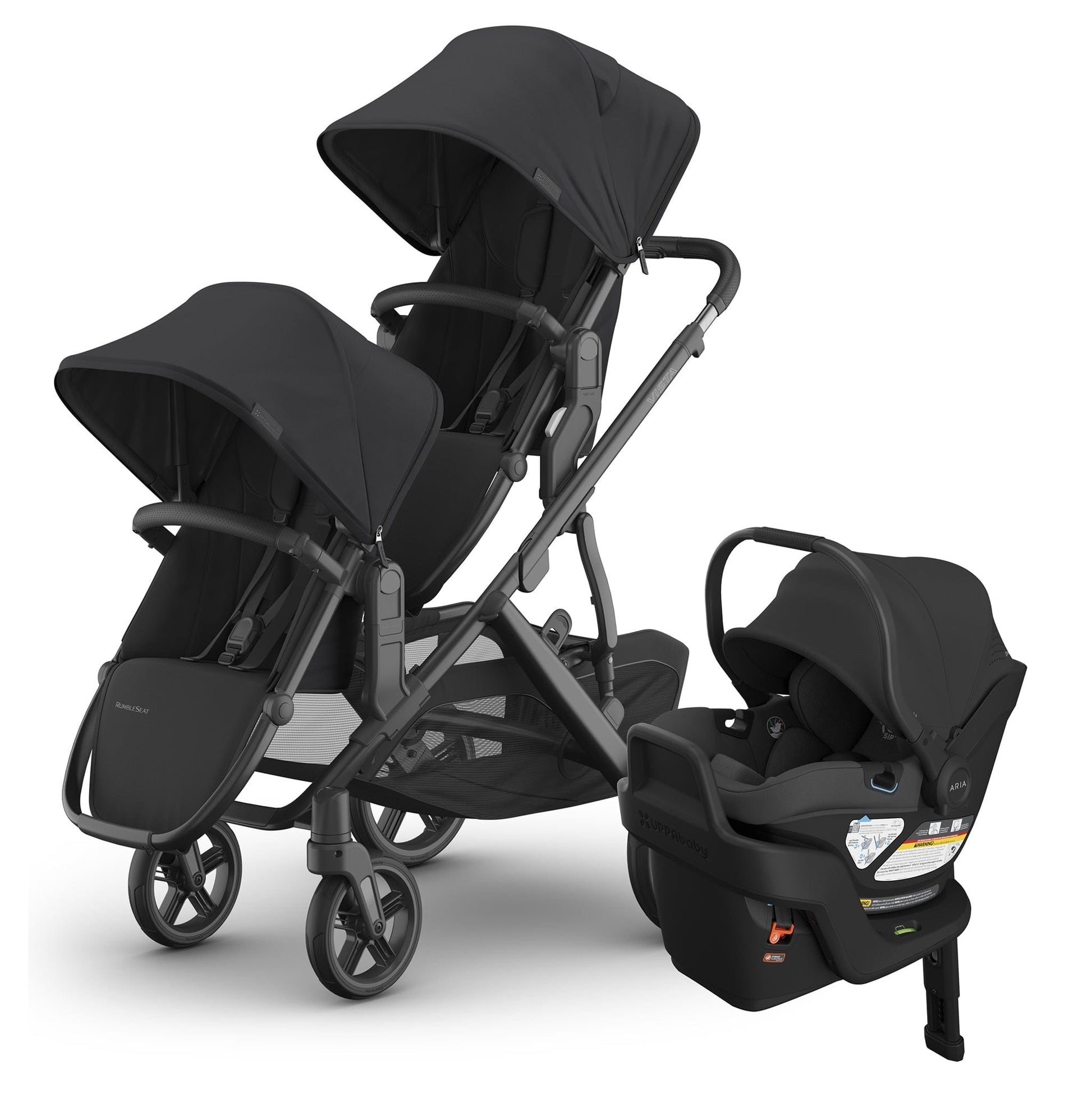UPPAbaby Vista V3 Double Stroller with RumbleSeat V3 + Aria V2 Travel System Bundle - Jake / Jake - DBL-V3-TRVL-ARIA-V2-0303-VSO-NA-JKE