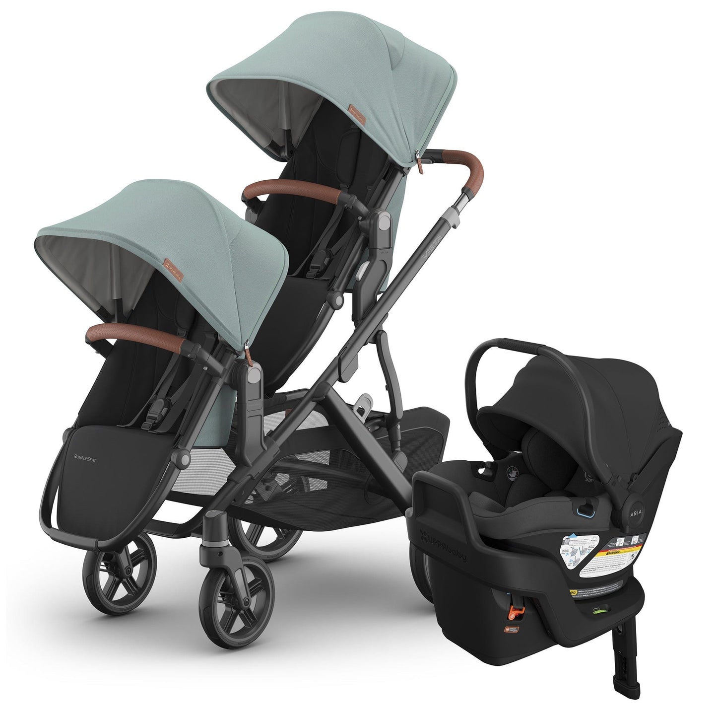 UPPAbaby Vista V3 Double Stroller with RumbleSeat V3 + Aria V2 Travel System Bundle - Kenzi / Jake - DBL-V3-TRVL-ARIA-V2-0303-VSO-NA-KNZ