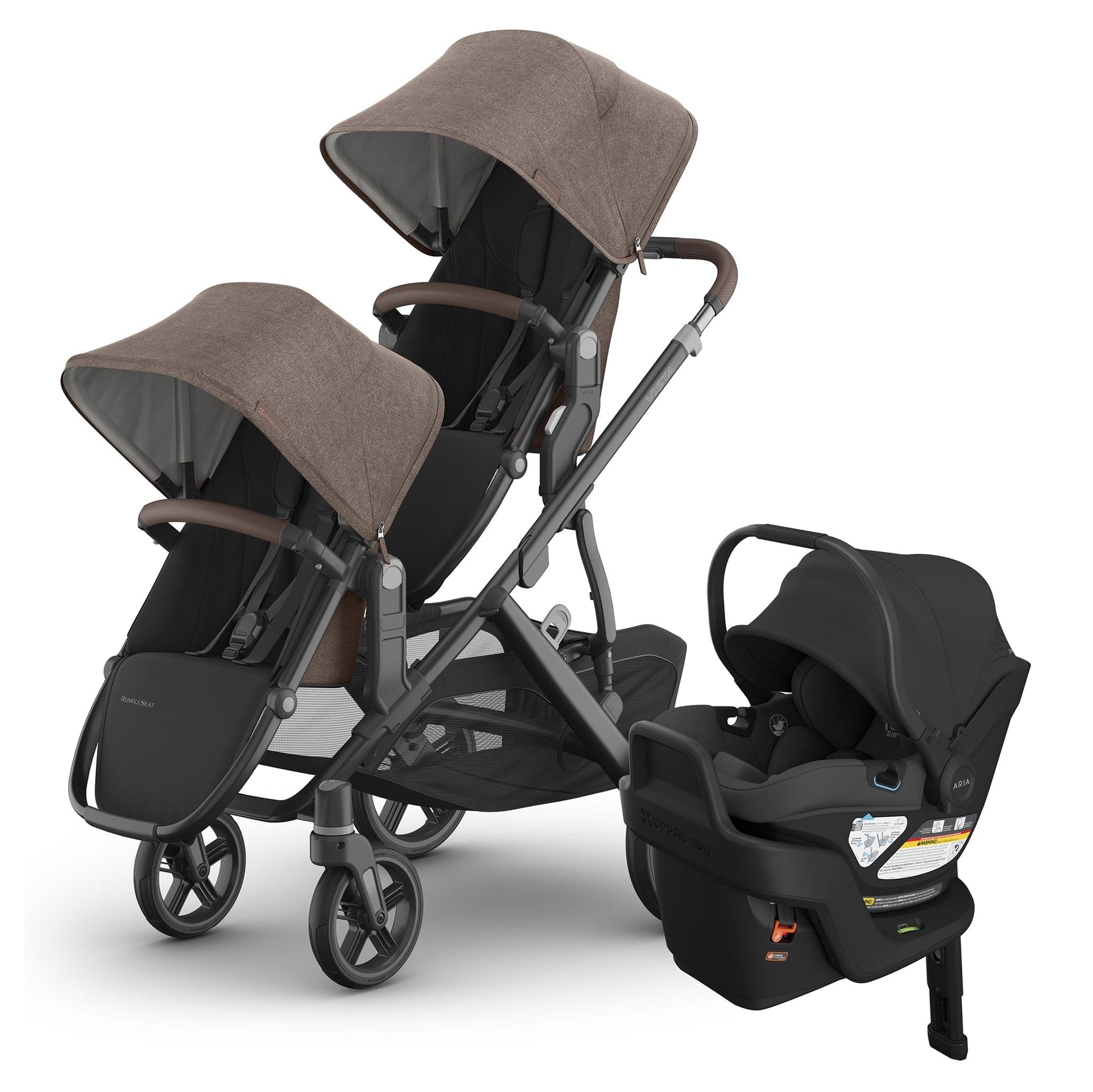 UPPAbaby Vista V3 Double Stroller with RumbleSeat V3 + Aria V2 Travel System Bundle - Owen / Jake - DBL-V3-TRVL-ARIA-V2-0303-VSO-NA-OWN