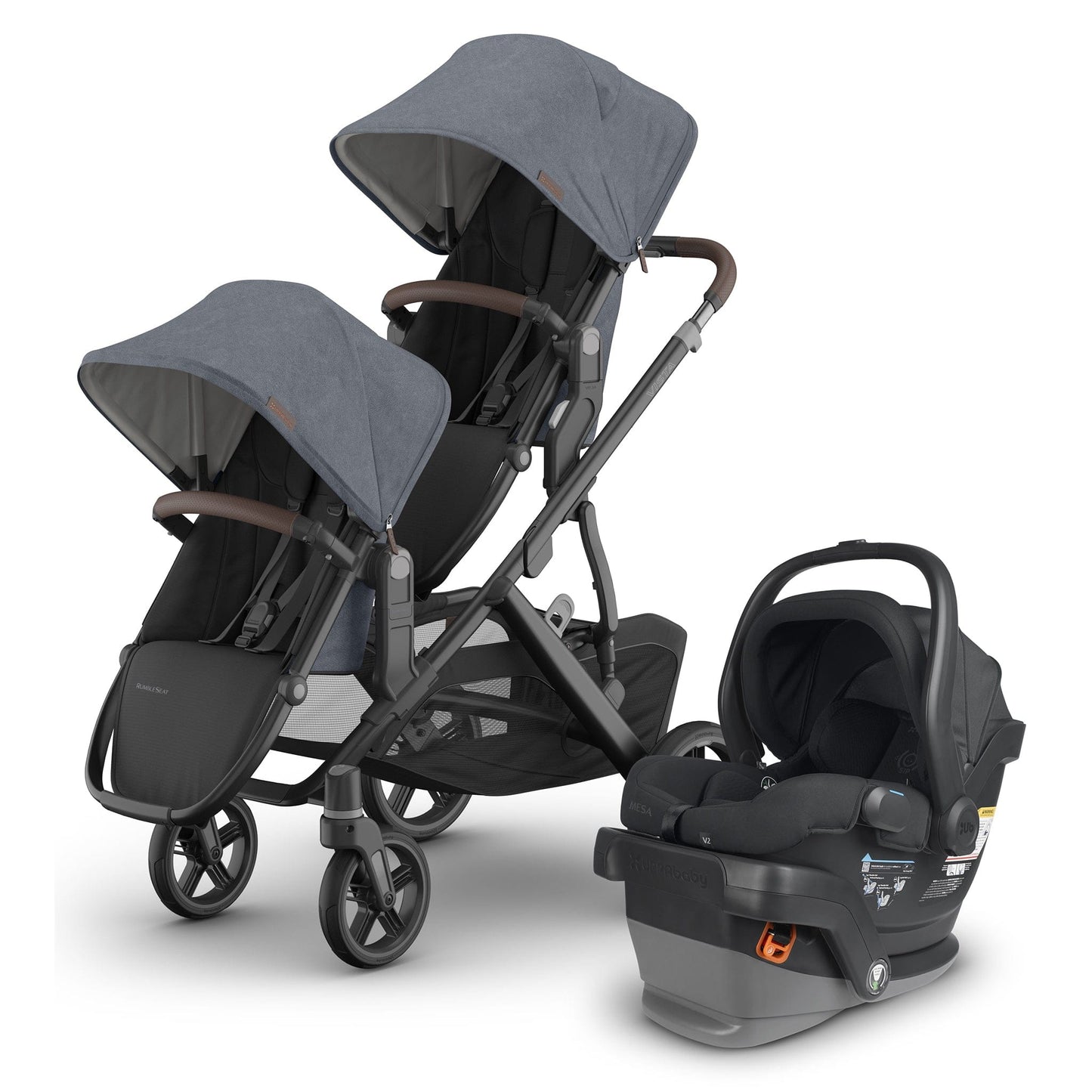 UPPAbaby Vista V3 Double Stroller with RumbleSeat V3 + Mesa V2 Travel System Bundle - Julian / Jake - DBL-V3-TRVL-MESA-V2-0303-VSO-NA-JUL